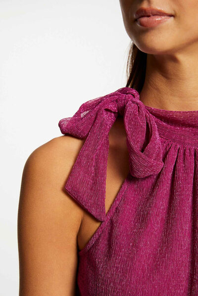Débardeur encolure américaine avec noeud rose femme