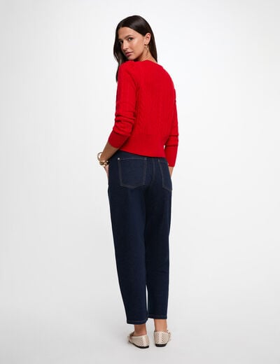 Pull cardigan boutonn&eacute; rouge femme