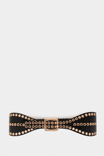 Ceinture avec oeillets noir femme