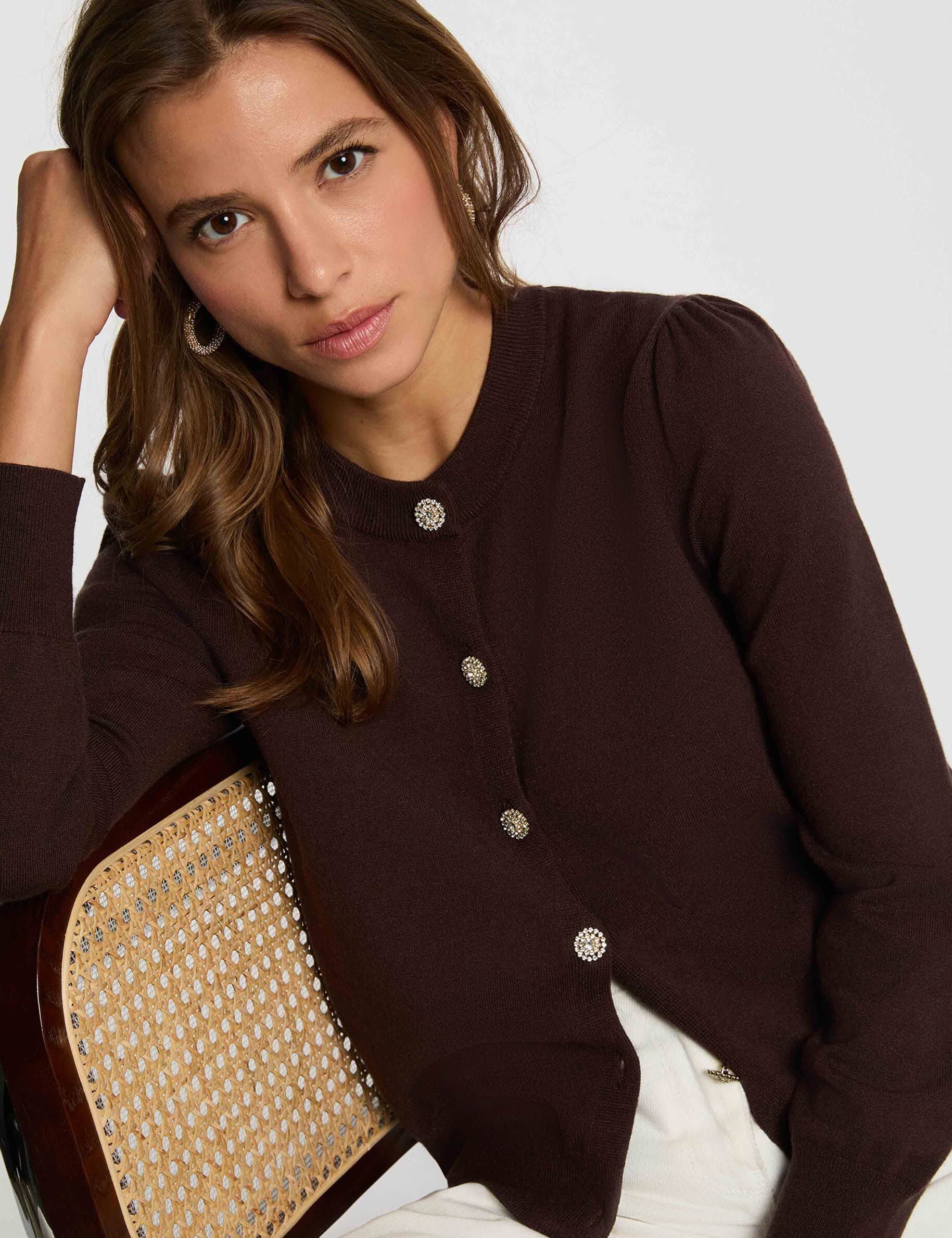 Gilet tricot col rond femme