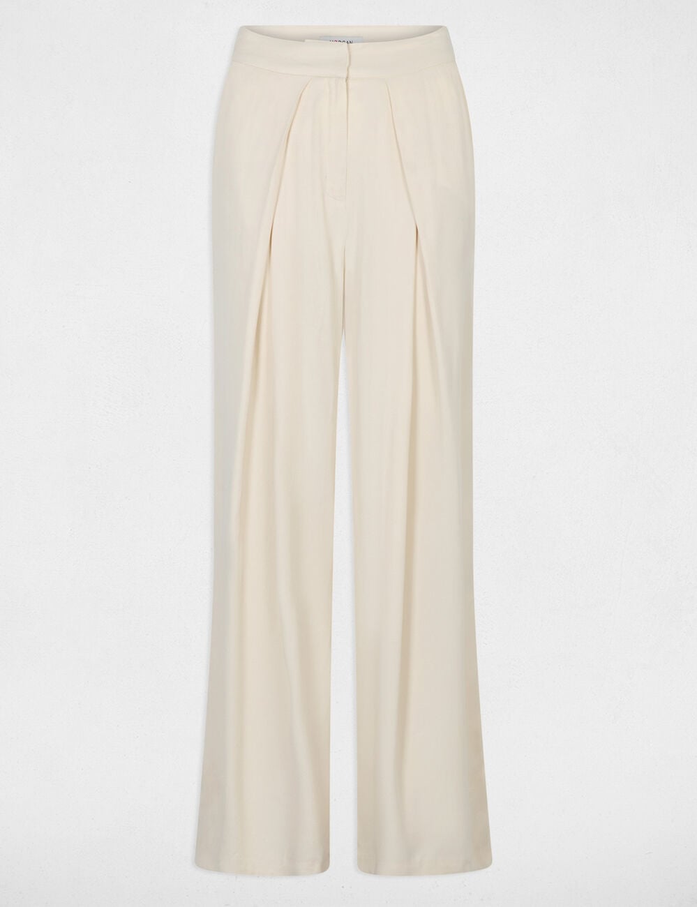 Pantalon fluide taille haute ivoire femme