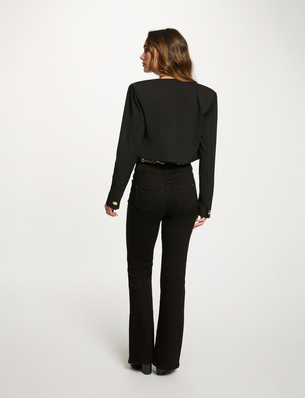 Veste courte sans manches noir femme