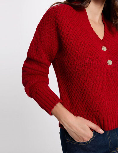 Pulls femme Rouge : à col V, rond ou col roulé | Morgan