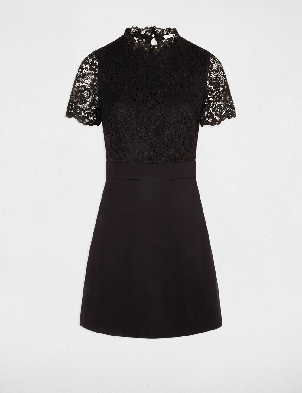 Robe courte ajust&eacute;e dentelle noir femme