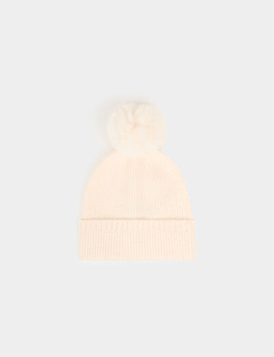 Bonnet fils m&eacute;tallis&eacute;s ivoire femme