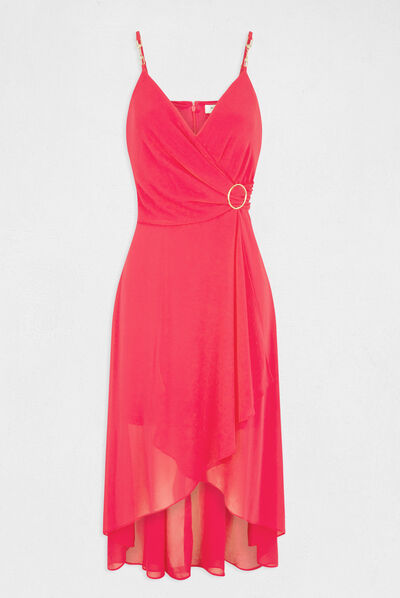 Robe mi-longue à fines bretelles rose moyen femme