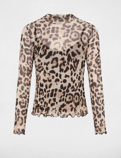T-shirt col montant multicolore femme