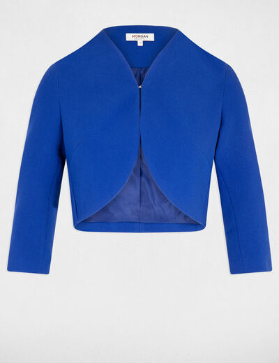 Veste droite manches 3/4 bleu electrique femme