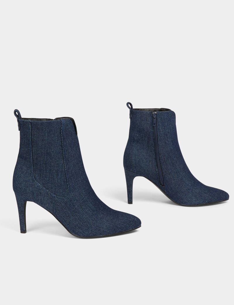 bottines a talons en jean denim brut femme Bottines à talons en jean denim brut femme