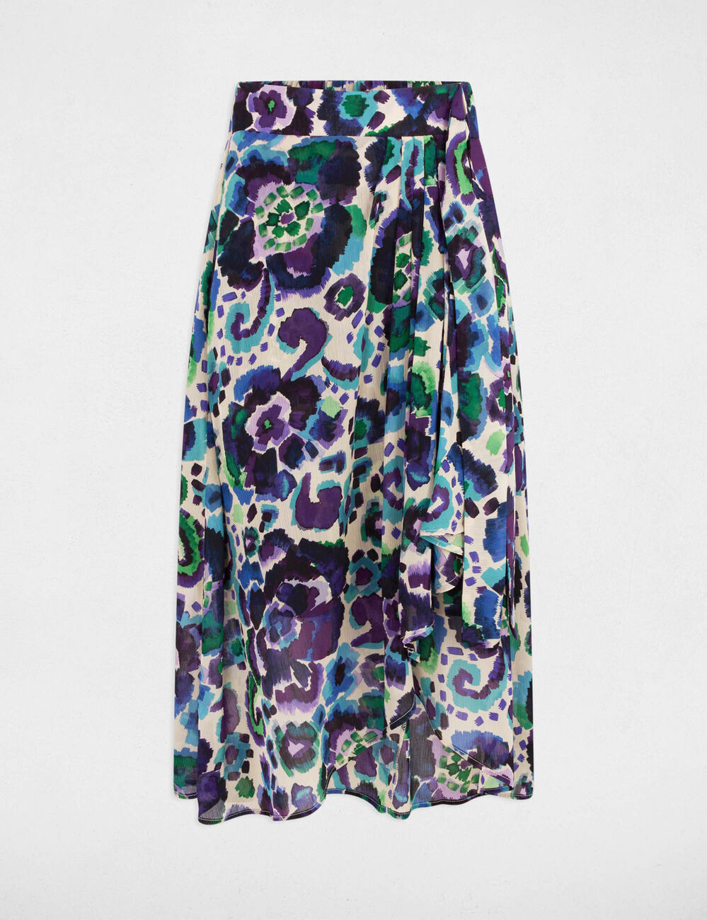 Jupe fluide imprim&eacute;e multicolore femme