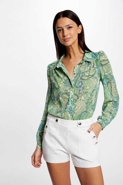 Chemise manches longues imprimée multico femme