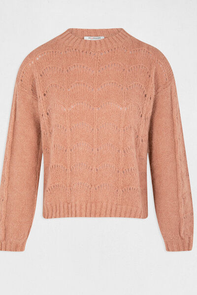 Pull à manches longues vieux rose femme