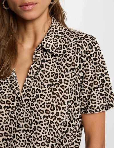 Chemise nou&eacute;e col &agrave; revers multicolore femme