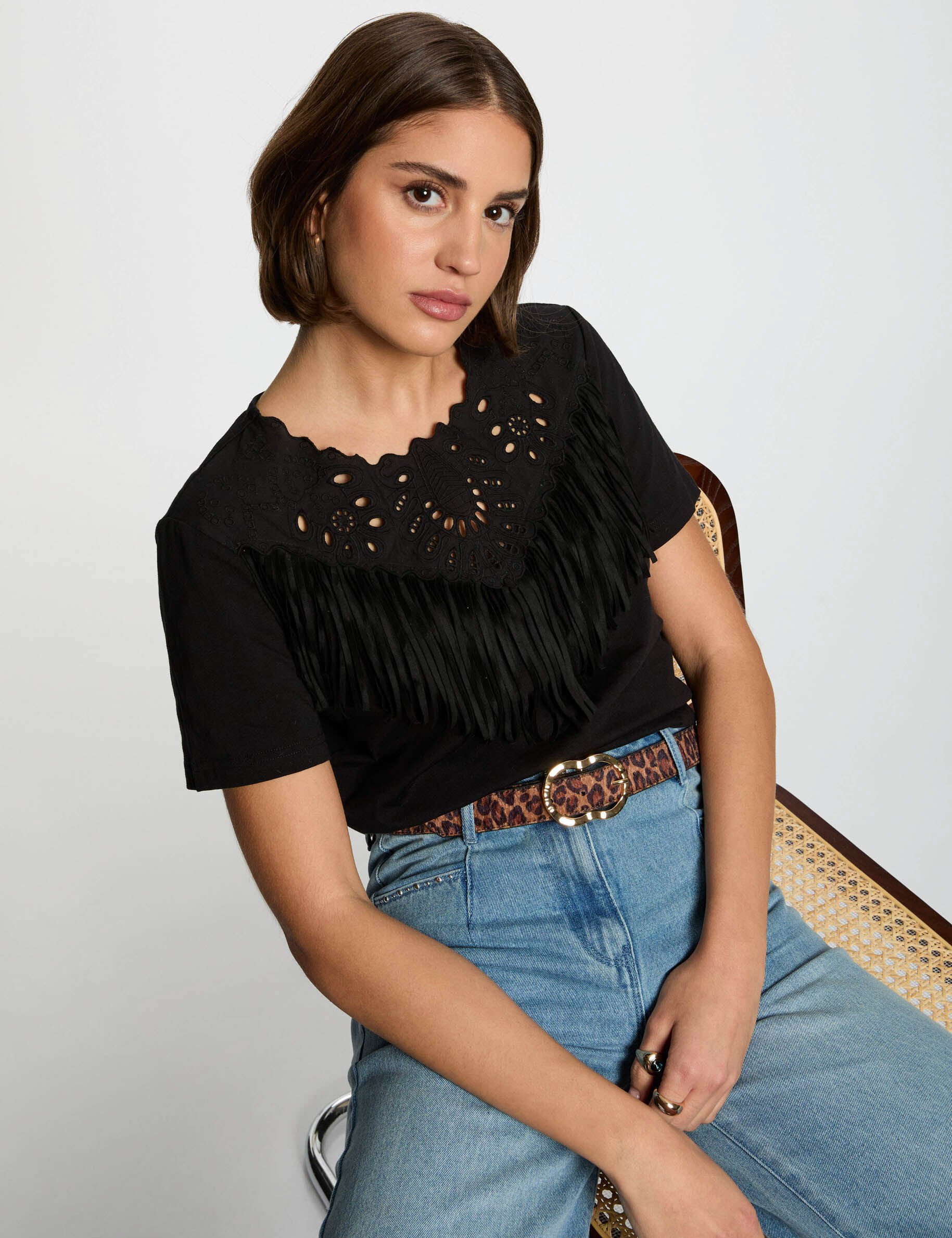 T-shirt manches courtes noir femme - Morgan - Modalova