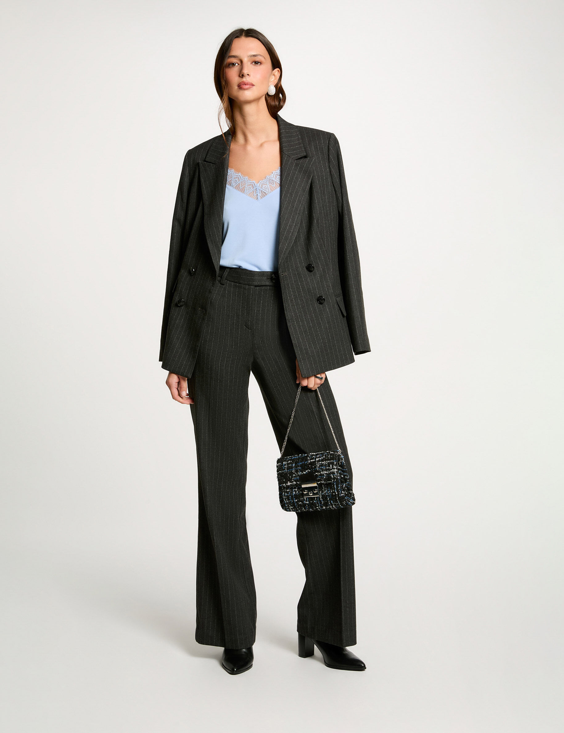 Pantalon large rayé femme