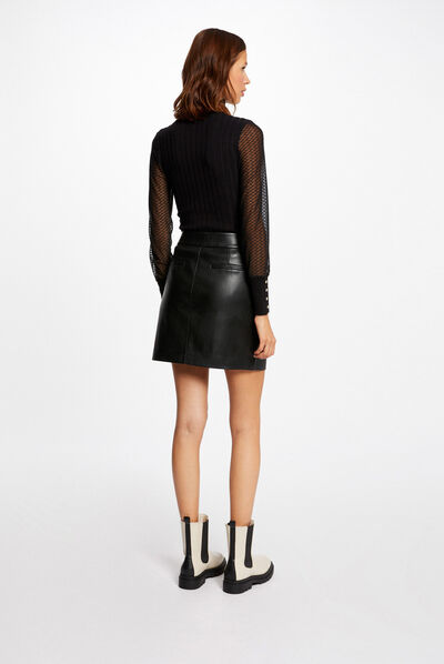 Pull manches longues à dentelle noir femme