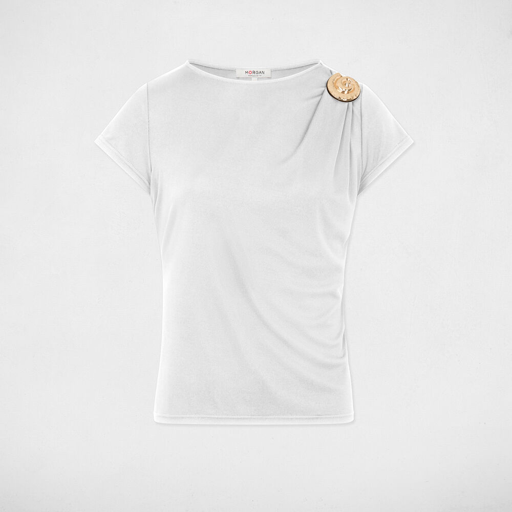 T-shirt col rond blanc femme