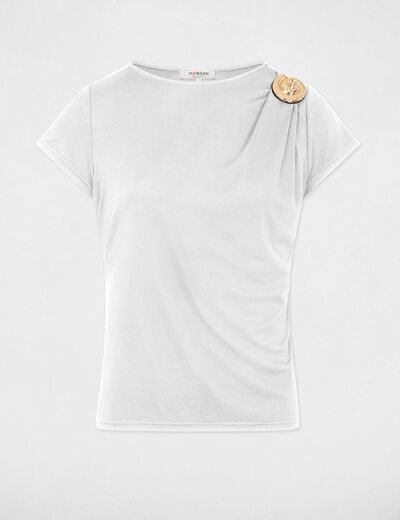 T-shirt col rond blanc femme