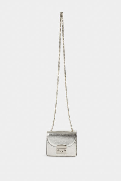 Sac pochette métallisé argente femme