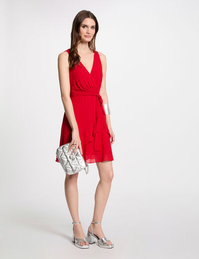 Robe courte portefeuille rouge femme