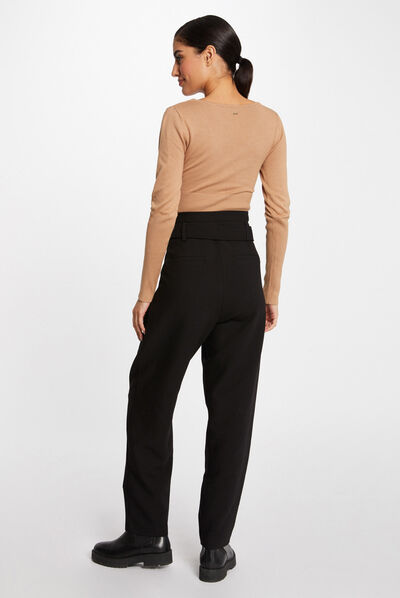 Pull manches longues à détail zippé camel femme
