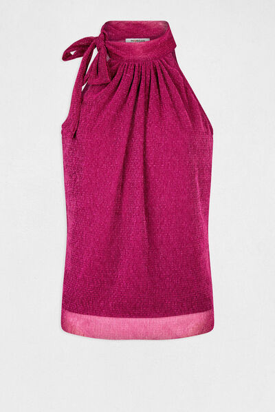 Débardeur encolure américaine avec noeud rose femme
