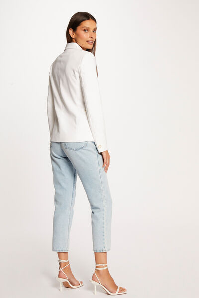 Veste city cintrée détails zippés ecru femme