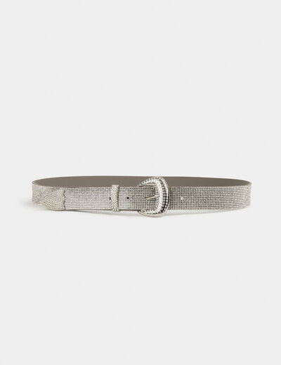 Ceinture avec strass couleur argent femme