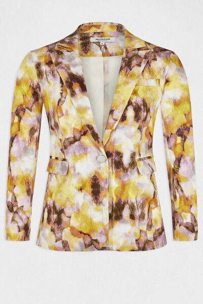 Veste droite imprimé abstrait multico femme