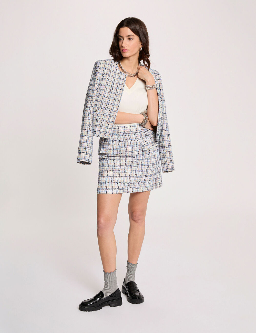 Jupe courte patineuse multicolore femme