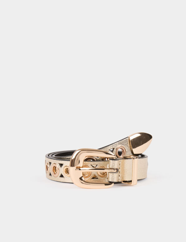ceinture metallisee a oeillets jaune or femme Ceinture métallisée à oeillets jaune or femme