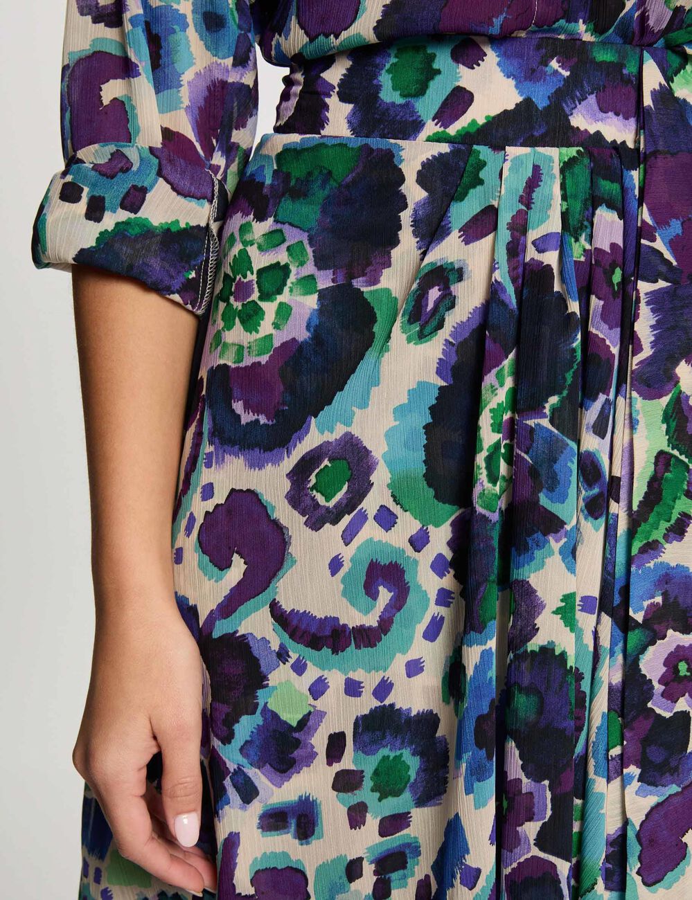 Jupe fluide imprim&eacute;e multicolore femme