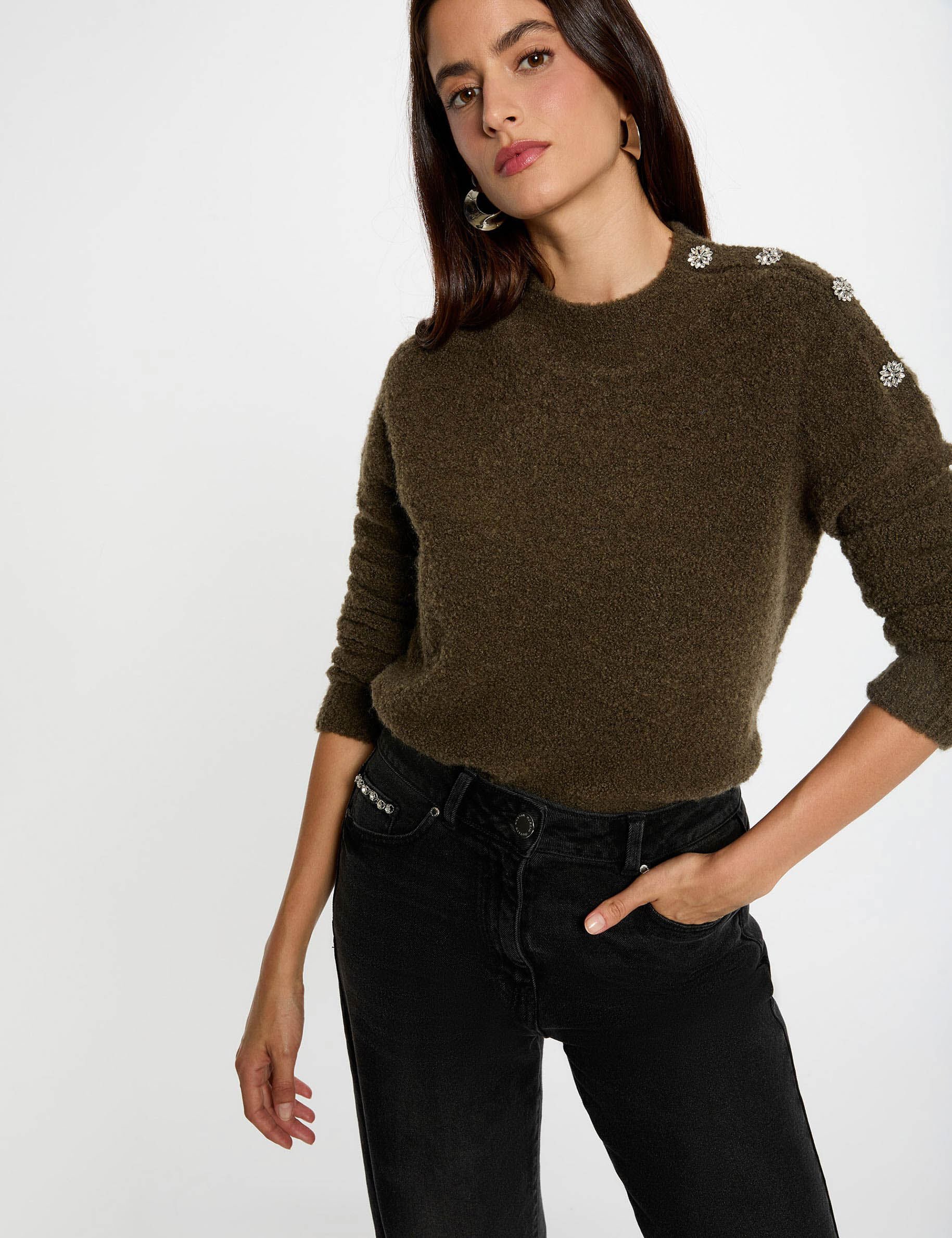 Pull col montant et boutons femme - vue 2