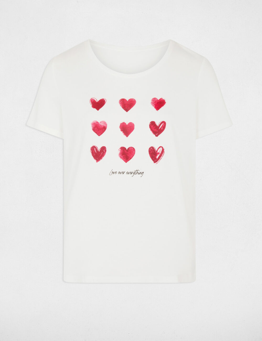T-shirt col v manches courtes blanc femme