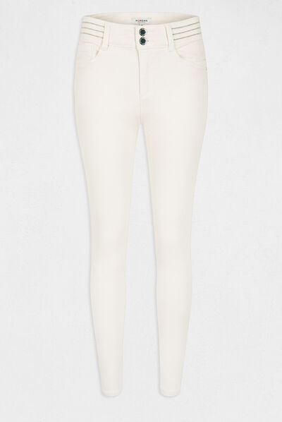Pantalon slim avec détails bijoux ivoire femme