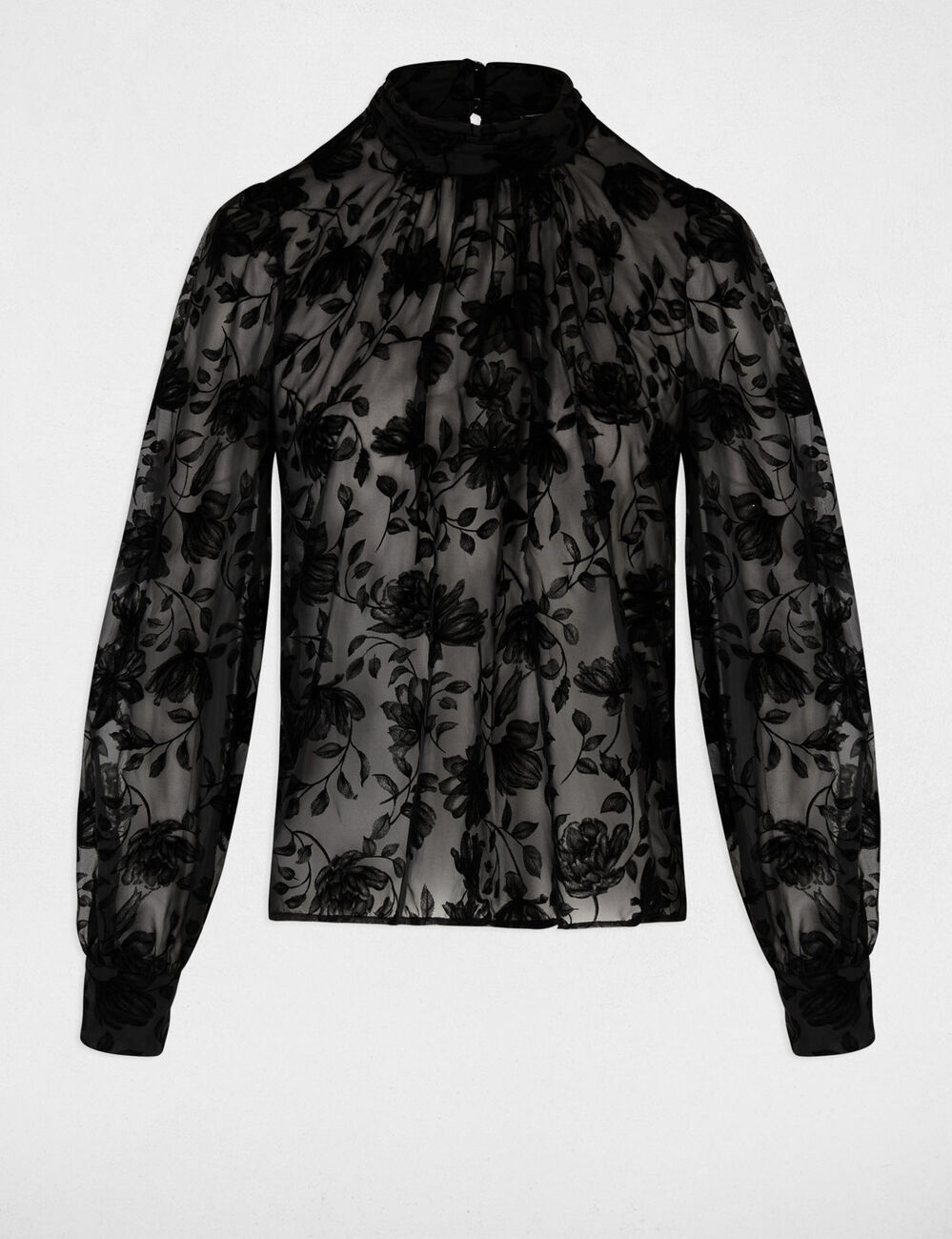Chemise col lavalli&egrave;re noir femme