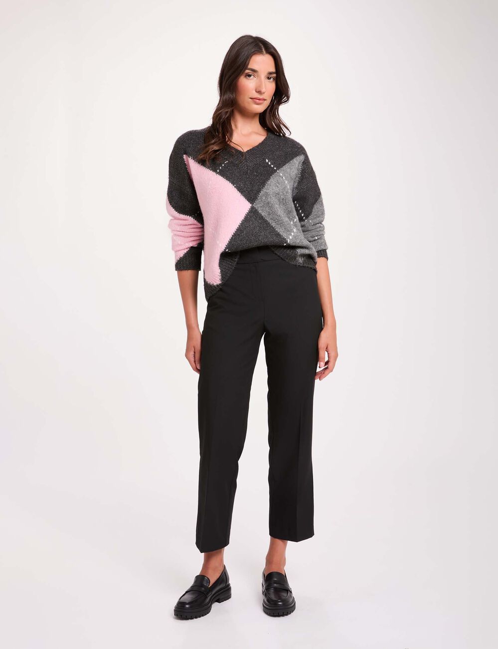 Pantalon cigarette slim noir femme