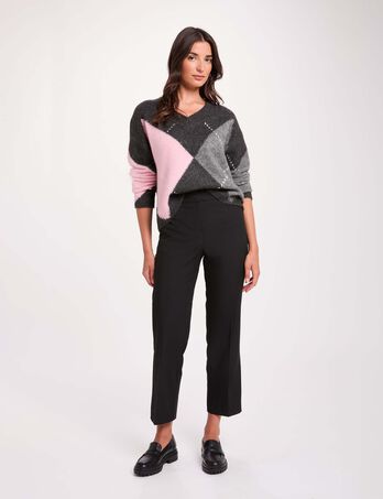 Pantalon cigarette slim noir femme