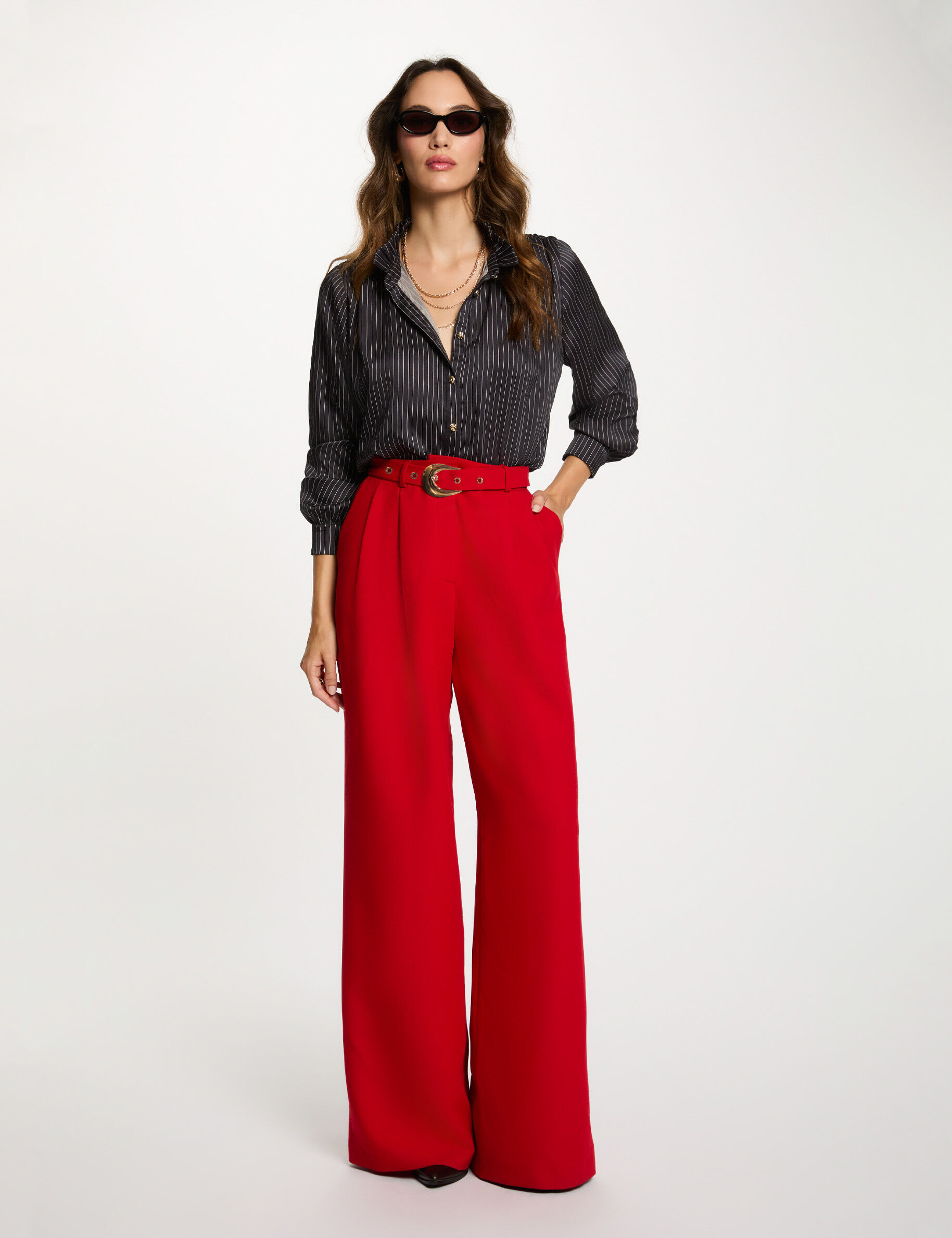 Pantalon large taille haute femme - vue 5