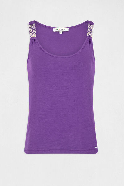 Débardeur avec bretelles à ornements violet fonce femme