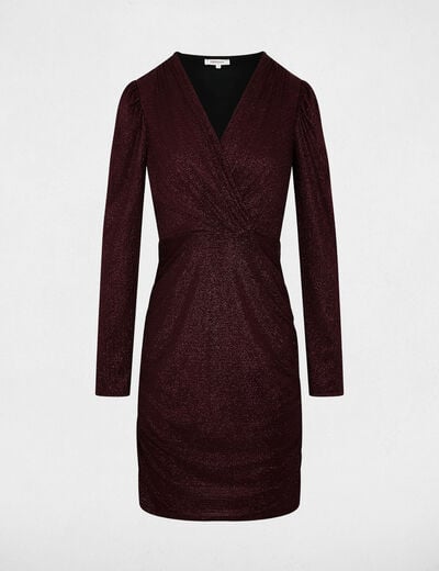Robe cache-coeur drap&eacute;e bordeaux femme