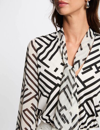 top manches longues imprime blanc femme Top manches longues imprimé blanc femme
