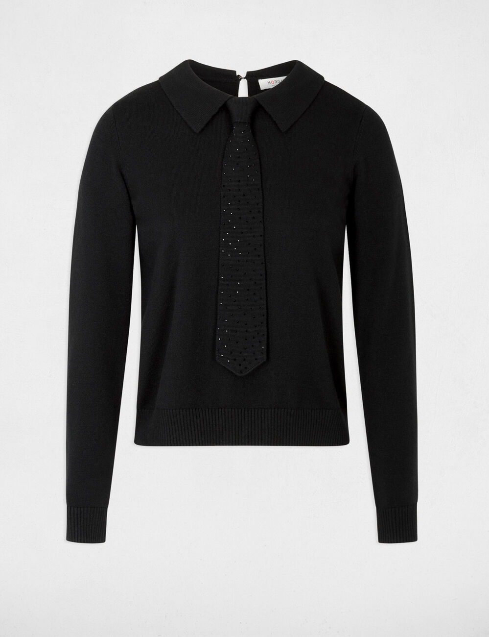 Pull col &agrave; revers noir femme