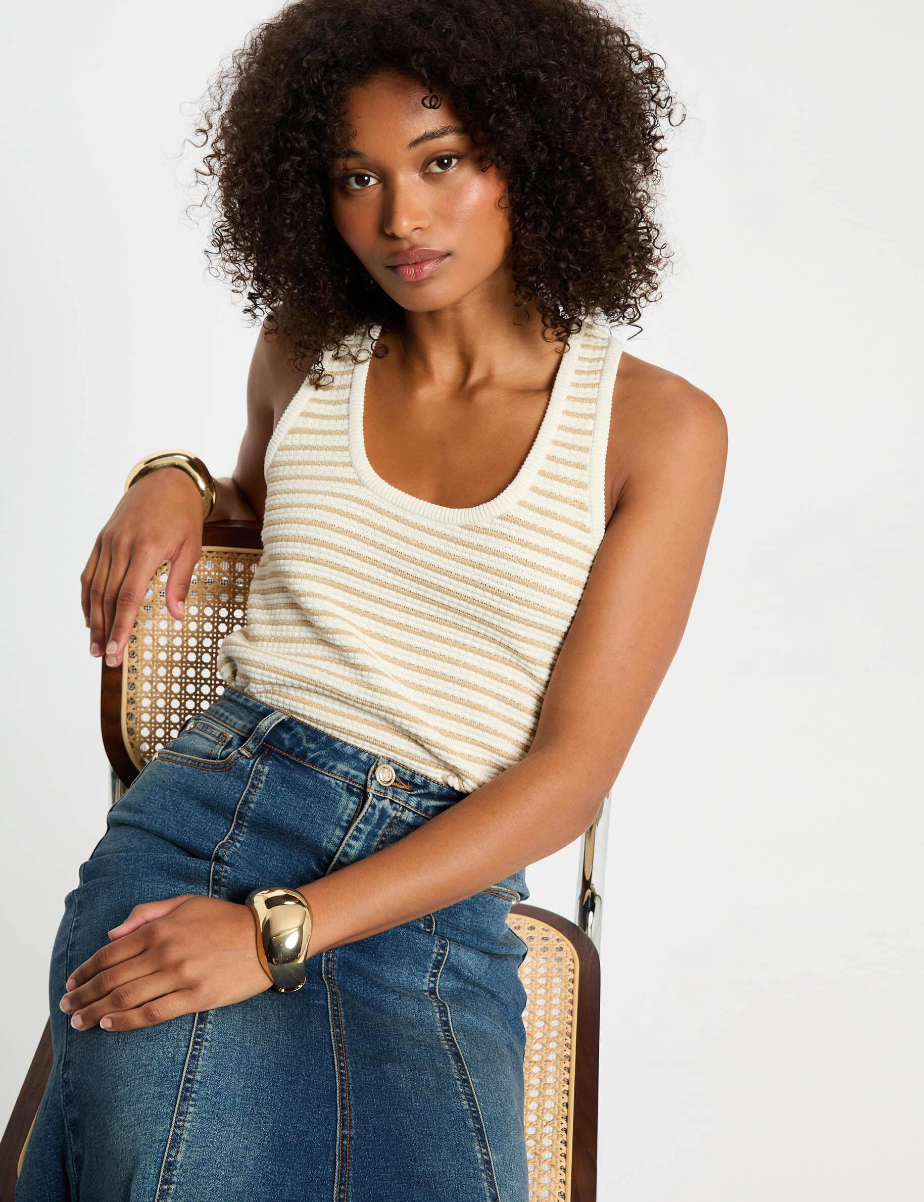 Top en maille rayé femme