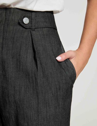 Jean droit taille haute noir femme