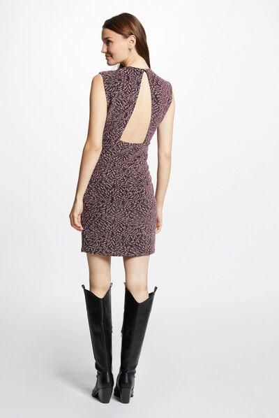 Robe courte imprimé abstrait rose femme