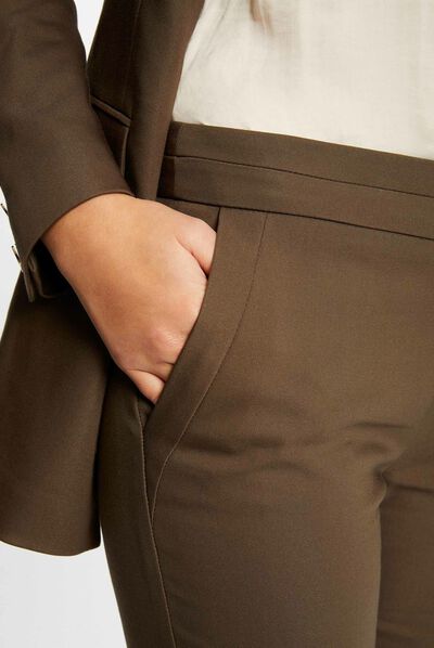 Pantalon cigarette 7/8ème vert kaki femme