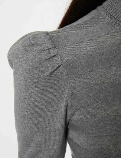 Robe pull ajust&eacute;e &agrave; col roul&eacute; gris fonc&eacute; femme