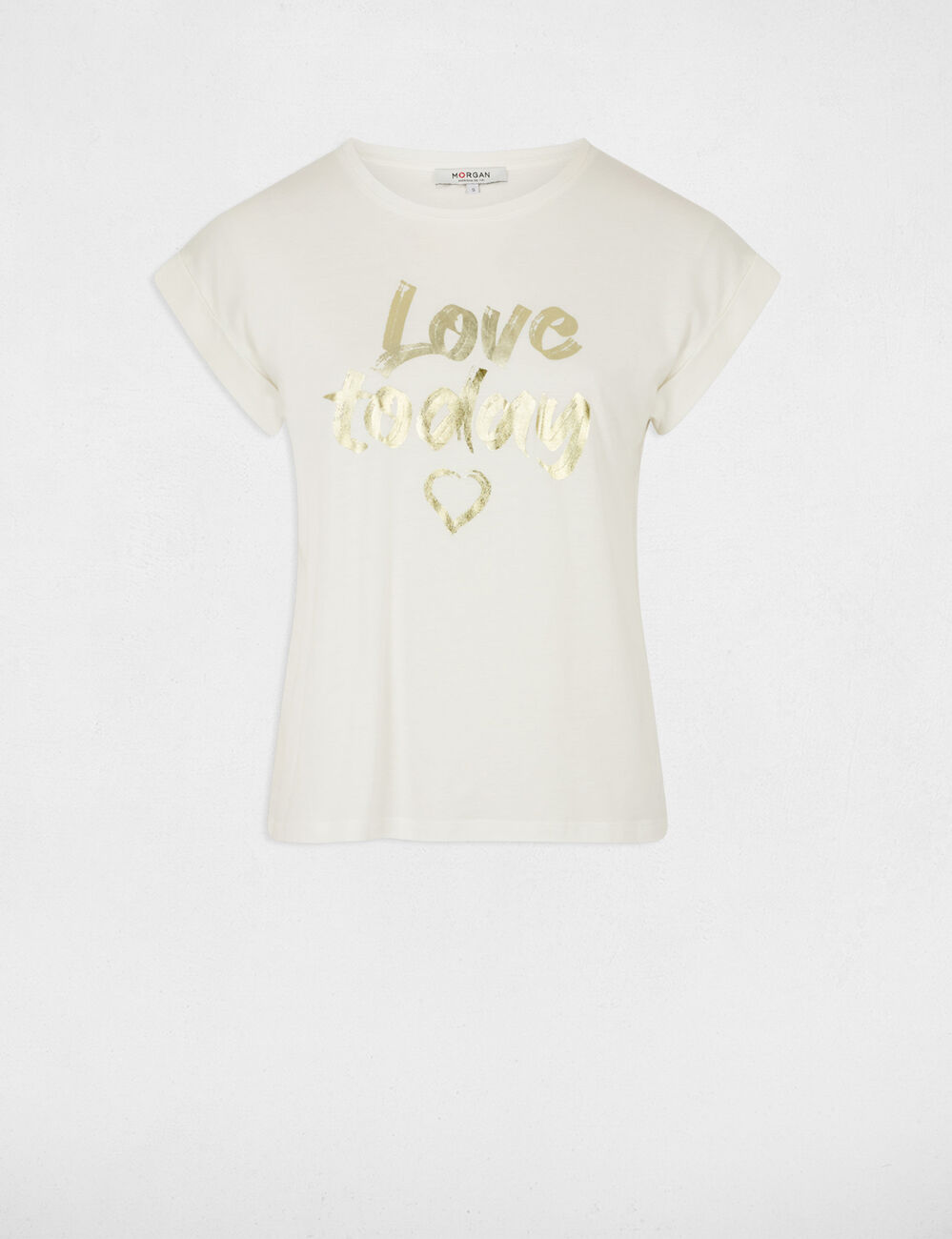 T-shirt &agrave; inscription blanc femme
