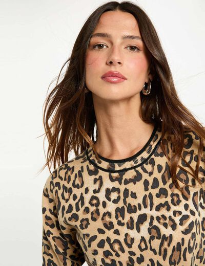 Pull ajust&eacute; imprim&eacute; sable femme